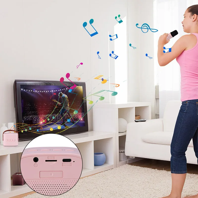 Bluetooth zvučnik karaoke set sa mikrofonom K-1 roze