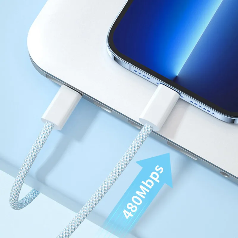 Kabel Braided iPhone PD Type-C na Type-C 20W plavi 1m