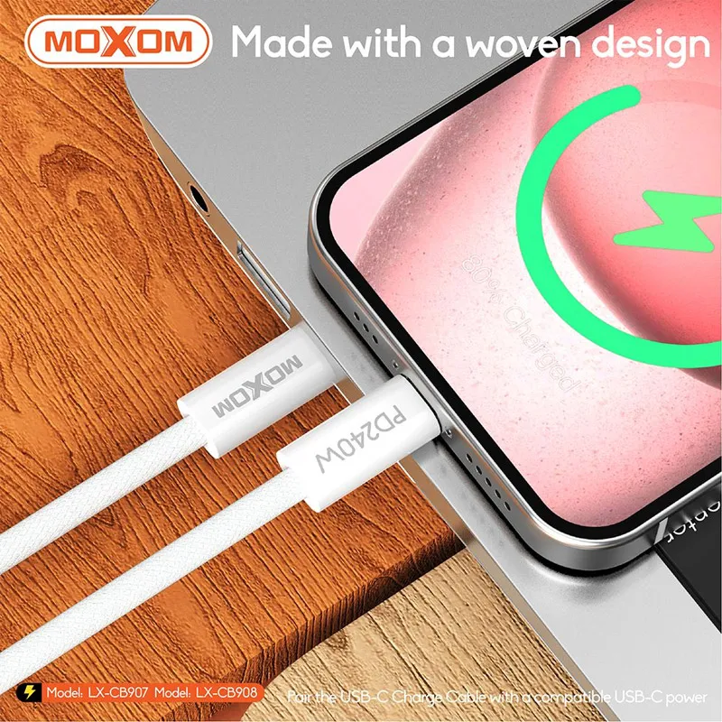 Kabel Moxom LX-CB907 Type-C na Type-C beli 1m