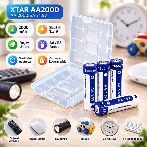 XTAR punjiva litijum jonska baterija AA 2000mAh 1.5V